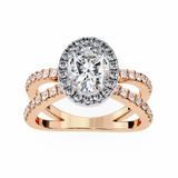 14k IGI certified oval ring with E-F color VVS-VS clarity diamonds 92