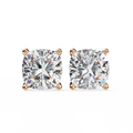 14K White Gold IGI Certified Cushion Cut Solitaire Stud Earrings, 4 Prong, D-E Color, VVS/VS Clarity