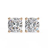 14K White Gold IGI Certified Cushion Cut Solitaire Stud Earrings, 4 Prong, D-E Color, VVS/VS Clarity
