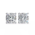 14K White Gold IGI Certified Cushion Cut Solitaire Stud Earrings, 4 Prong, D-E Color, VVS/VS Clarity