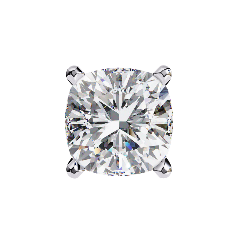 14K White Gold IGI Certified Cushion Cut Solitaire Stud Earrings, 4 Prong, D-E Color, VVS/VS Clarity