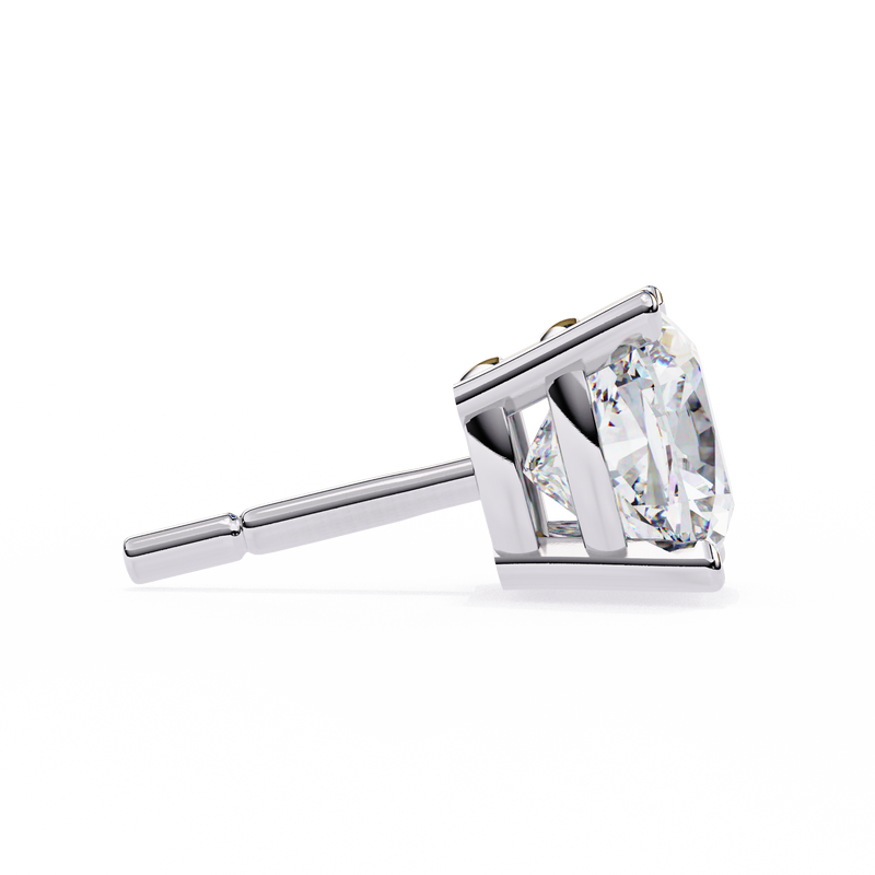 14K White Gold IGI Certified Cushion Cut Solitaire Stud Earrings, 4 Prong, D-E Color, VVS/VS Clarity