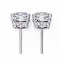 14K White Gold IGI Certified Cushion Cut Solitaire Stud Earrings, 4 Prong, D-E Color, VVS/VS Clarity