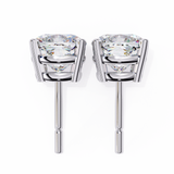 14K White Gold IGI Certified Cushion Cut Solitaire Stud Earrings, 4 Prong, D-E Color, VVS/VS Clarity
