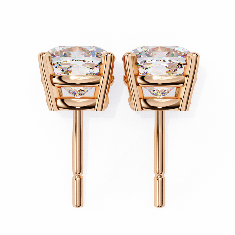 14K White Gold IGI Certified Cushion Cut Solitaire Stud Earrings, 4 Prong, D-E Color, VVS/VS Clarity