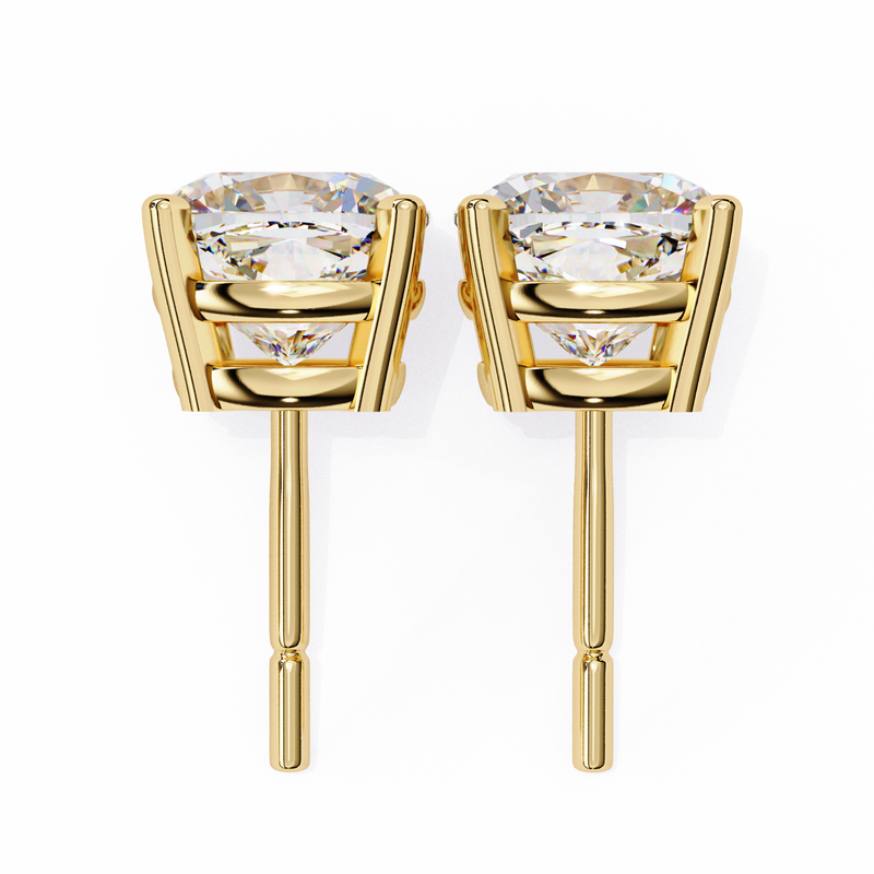 14K White Gold IGI Certified Cushion Cut Solitaire Stud Earrings, 4 Prong, D-E Color, VVS/VS Clarity