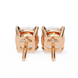 14K White Gold IGI Certified Cushion Cut Solitaire Stud Earrings, 4 Prong, D-E Color, VVS/VS Clarity