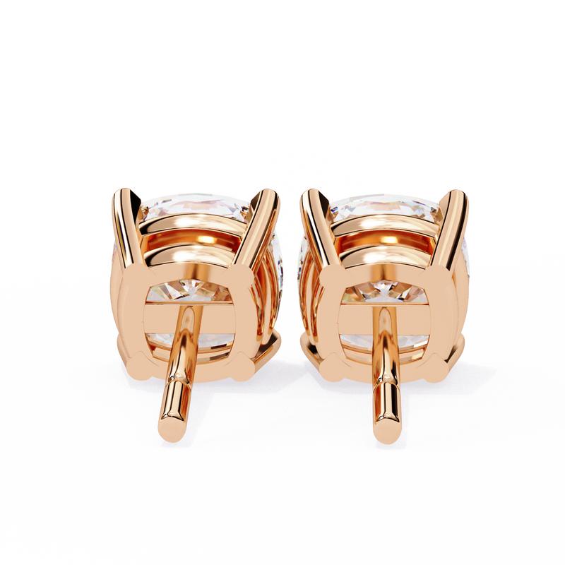 14K White Gold IGI Certified Cushion Cut Solitaire Stud Earrings, 4 Prong, D-E Color, VVS/VS Clarity