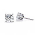 14K White Gold IGI Certified Cushion Cut Solitaire Stud Earrings, 4 Prong, D-E Color, VVS/VS Clarity