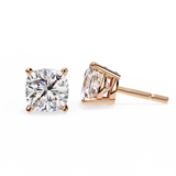 14K White Gold IGI Certified Cushion Cut Solitaire Stud Earrings, 4 Prong, D-E Color, VVS/VS Clarity
