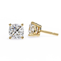 14K White Gold IGI Certified Cushion Cut Solitaire Stud Earrings, 4 Prong, D-E Color, VVS/VS Clarity