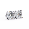 14K White Gold IGI Certified Cushion Cut Solitaire Stud Earrings, 4 Prong, D-E Color, VVS/VS Clarity