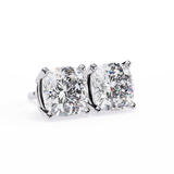 14K White Gold IGI Certified Cushion Cut Solitaire Stud Earrings, 4 Prong, D-E Color, VVS/VS Clarity