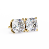 14K White Gold IGI Certified Cushion Cut Solitaire Stud Earrings, 4 Prong, D-E Color, VVS/VS Clarity