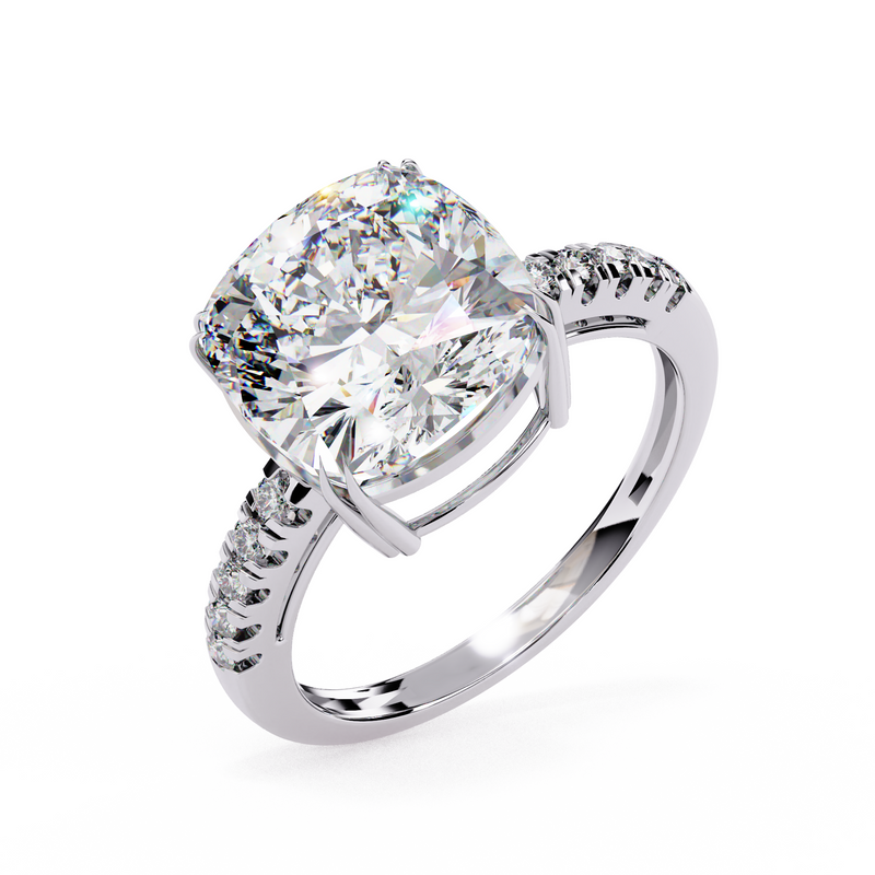 14k IGI certified cushion ring with E-F color VVS-VS clarity diamonds 1