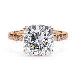 14k IGI certified cushion ring with E-F color VVS-VS clarity diamonds 1