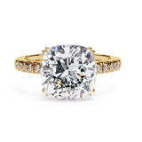 14K Gold Lab Grown Diamond Cushion Cut Solitaire Engagement Ring, E–F Color, VVS–VS Clarity