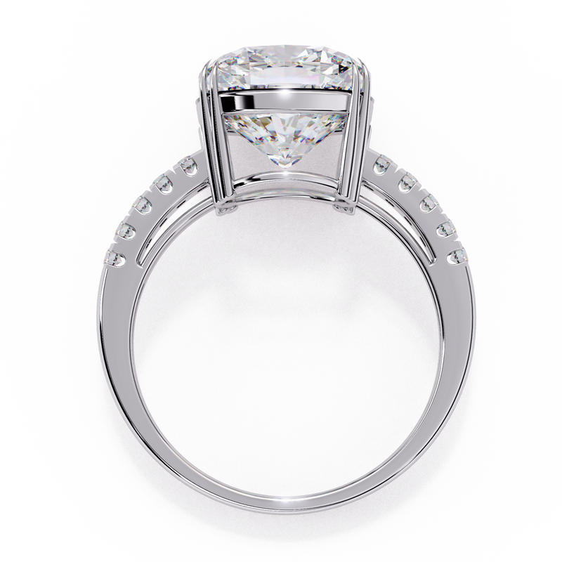 14K Gold Lab Grown Diamond Cushion Cut Solitaire Engagement Ring, E–F Color, VVS–VS Clarity
