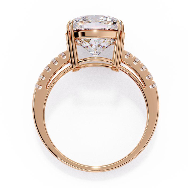 14K Gold Lab Grown Diamond Cushion Cut Solitaire Engagement Ring, E–F Color, VVS–VS Clarity
