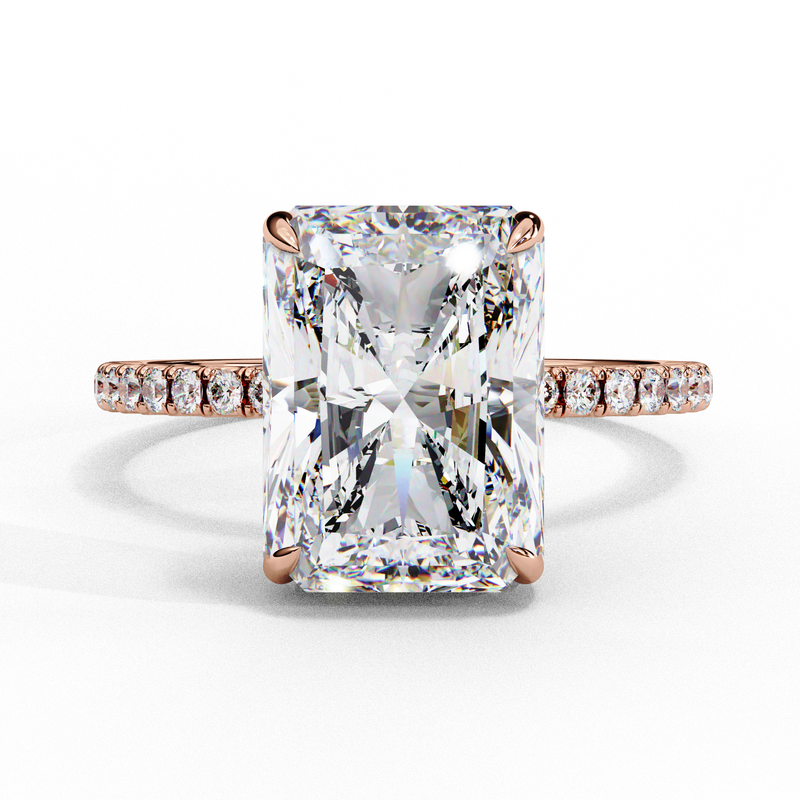 14k IGI certified radiant ring with E-F color VVS-VS clarity diamonds 2