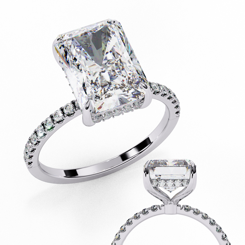 14k IGI certified radiant ring with E-F color VVS-VS clarity diamonds 2