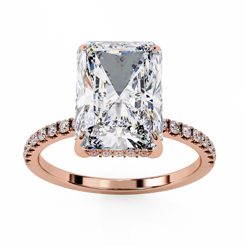 14K Gold Lab Grown Radiant Cut Diamond Engagement Ring, E–F Color, VVS–VS Clarity