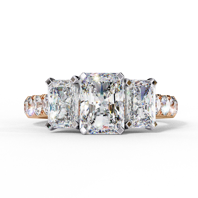 14k IGI certified radiant ring with E-F color VVS-VS clarity diamonds 7