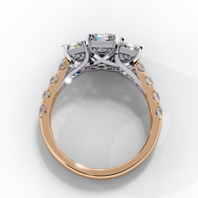 14k IGI certified radiant ring with E-F color VVS-VS clarity diamonds 7