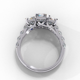 14K Lab Grown Diamond Three Stone Radiant Cut Engagement Ring, E-F Color,VS-VVS Clarity