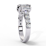 14K Lab Grown Diamond Three Stone Radiant Cut Engagement Ring, E-F Color,VS-VVS Clarity