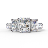 14K Lab Grown Diamond Three Stone Radiant Cut Engagement Ring, E-F Color,VS-VVS Clarity