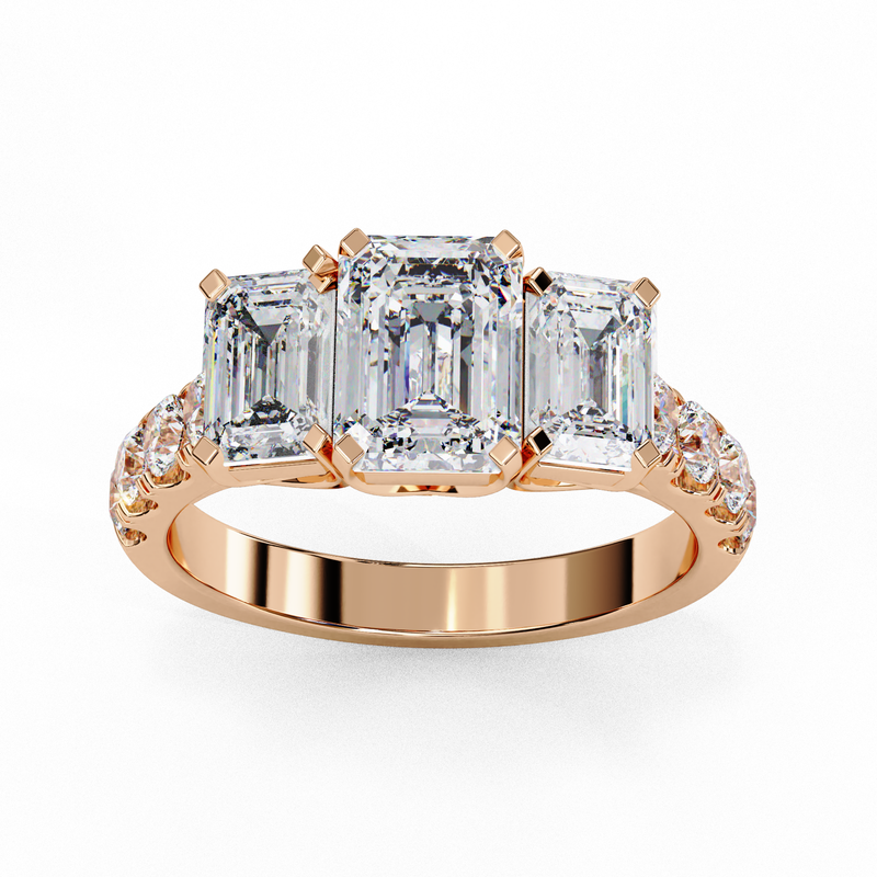 14k IGI certified emerald ring with E-F color VVS-VS clarity diamonds 8