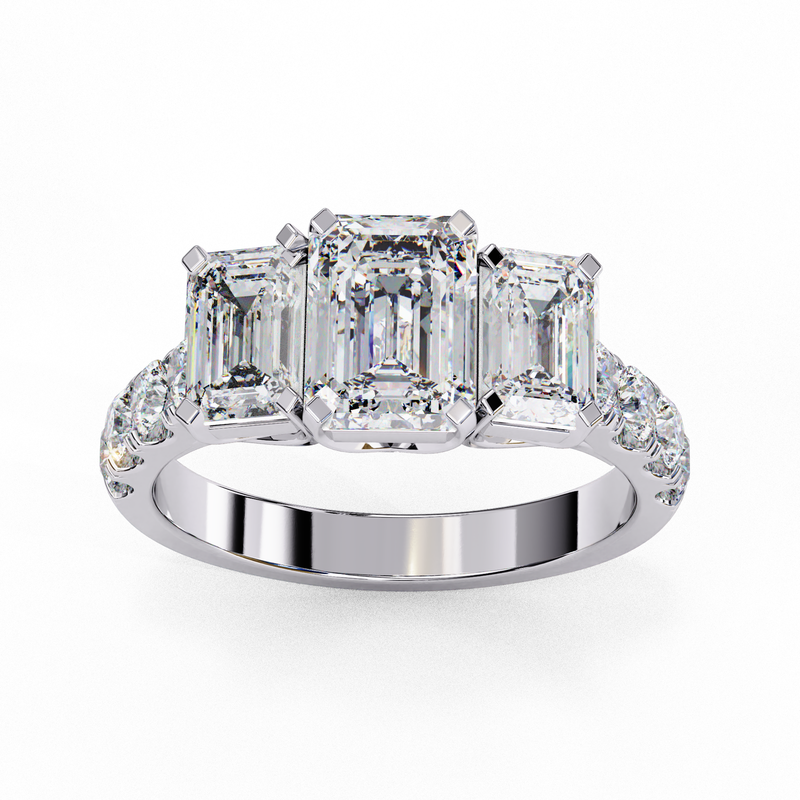 14k IGI certified emerald ring with E-F color VVS-VS clarity diamonds 8