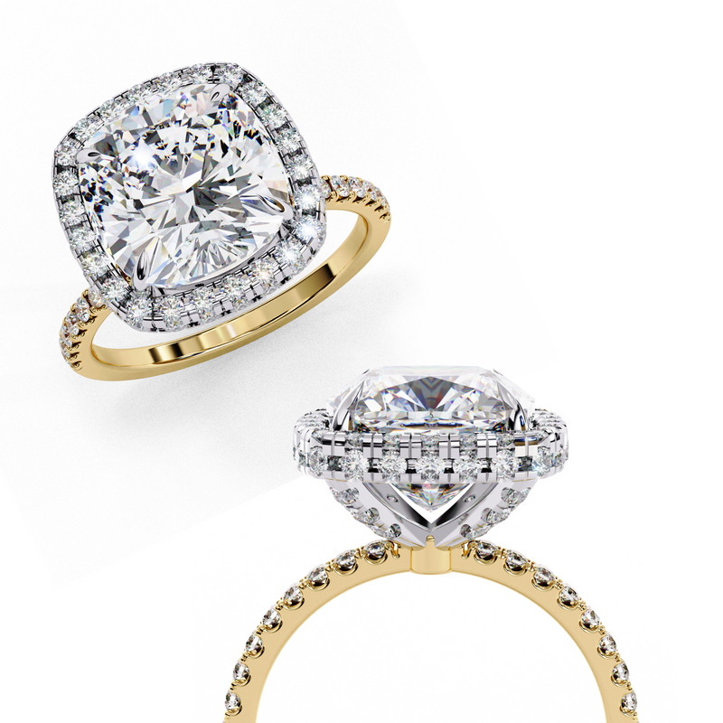 14k IGI certified cushion ring with E-F color VVS-VS clarity diamonds 9