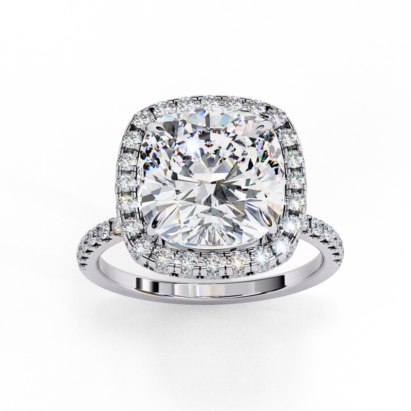 14k IGI certified cushion ring with E-F color VVS-VS clarity diamonds 9