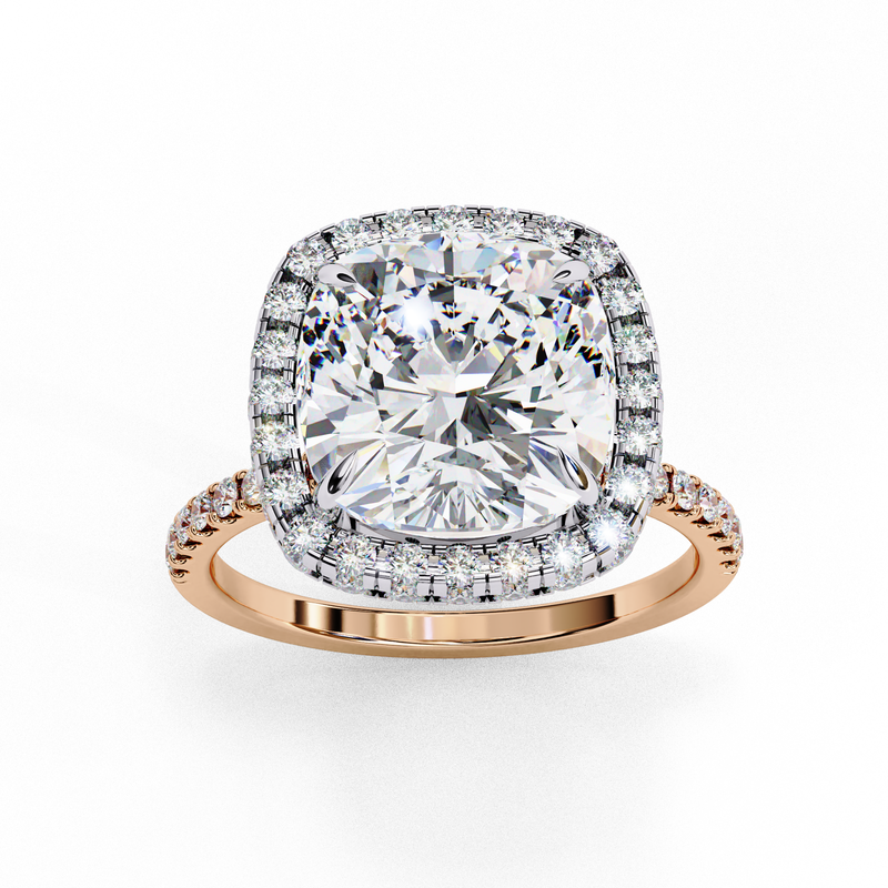 14k IGI certified cushion ring with E-F color VVS-VS clarity diamonds 9