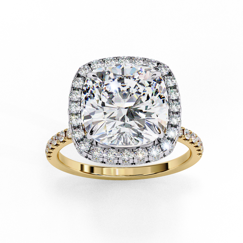 14k IGI certified cushion ring with E-F color VVS-VS clarity diamonds 9