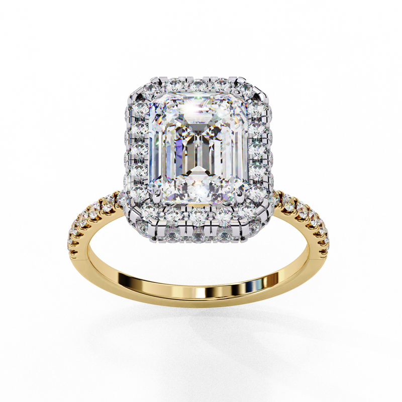 14k IGI certified emerald ring with E-F color VVS-VS clarity diamonds 10