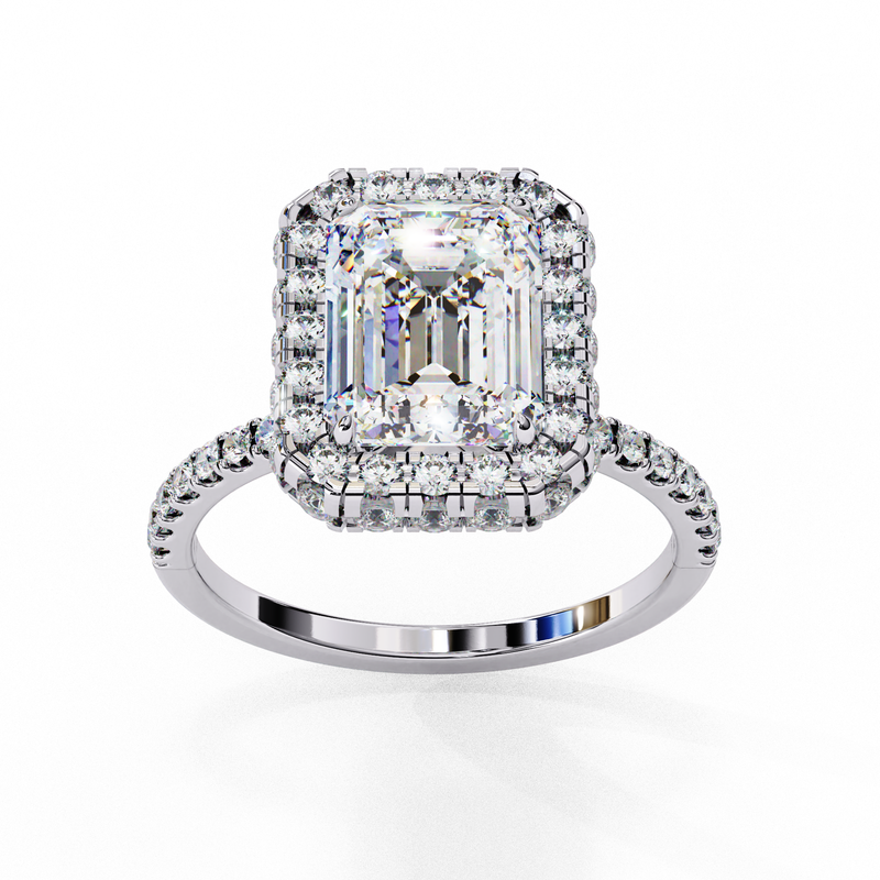 14k IGI certified emerald ring with E-F color VVS-VS clarity diamonds 10