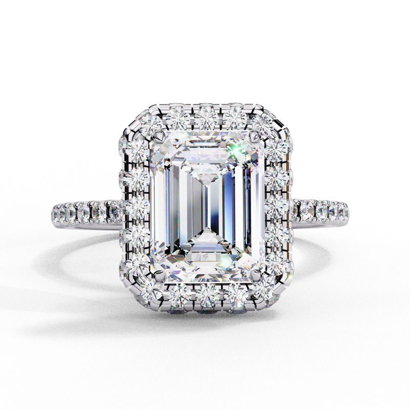 14k IGI certified emerald ring with E-F color VVS-VS clarity diamonds 10