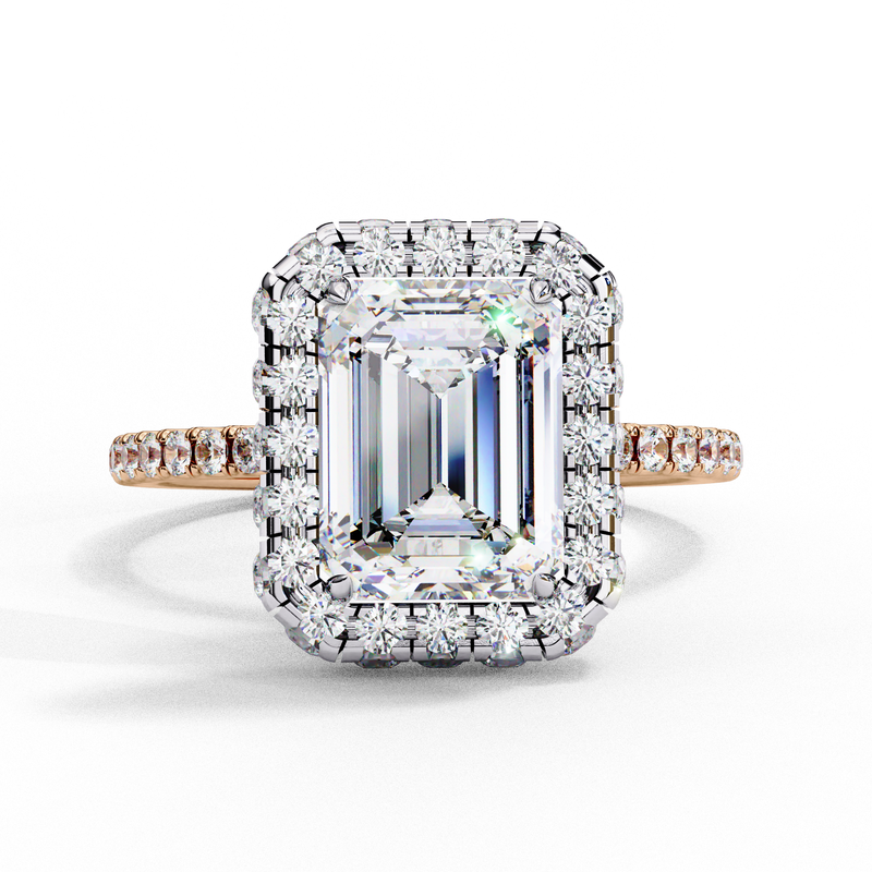 14k IGI certified emerald ring with E-F color VVS-VS clarity diamonds 10