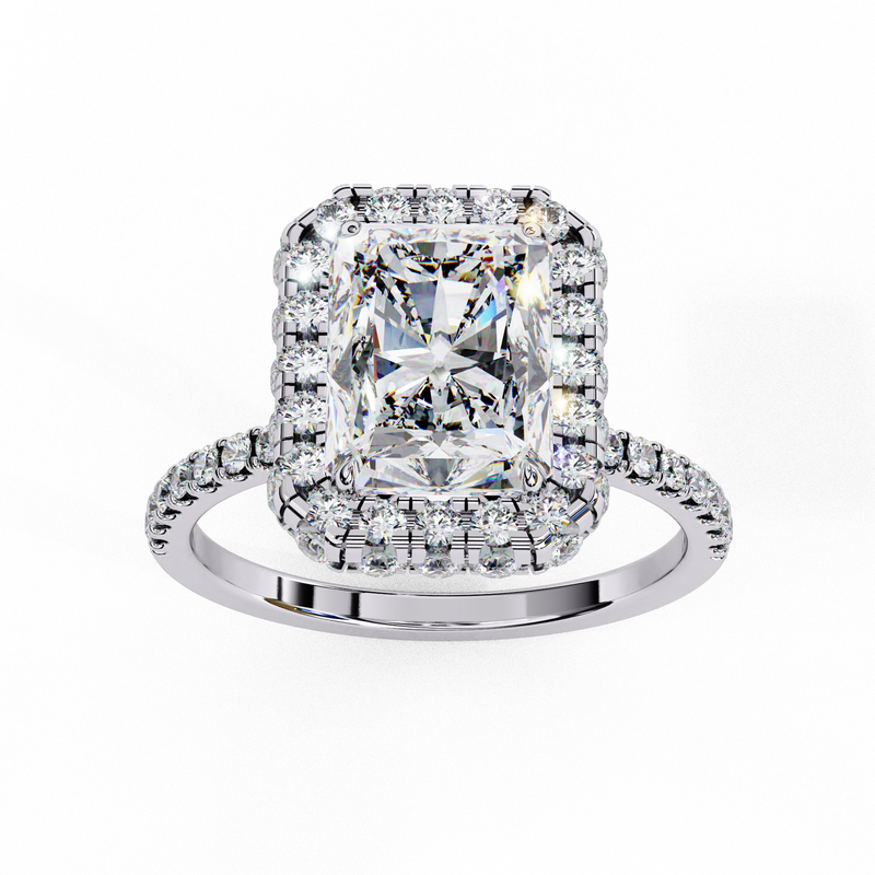 14k IGI certified radiant ring with E-F color VVS-VS clarity diamonds 11