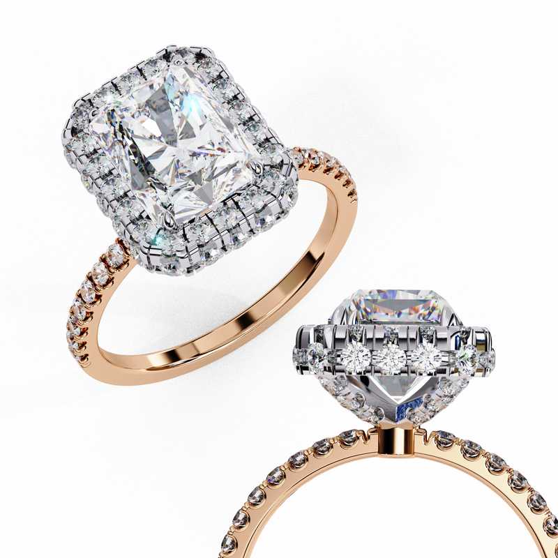 14k IGI certified radiant ring with E-F color VVS-VS clarity diamonds 11