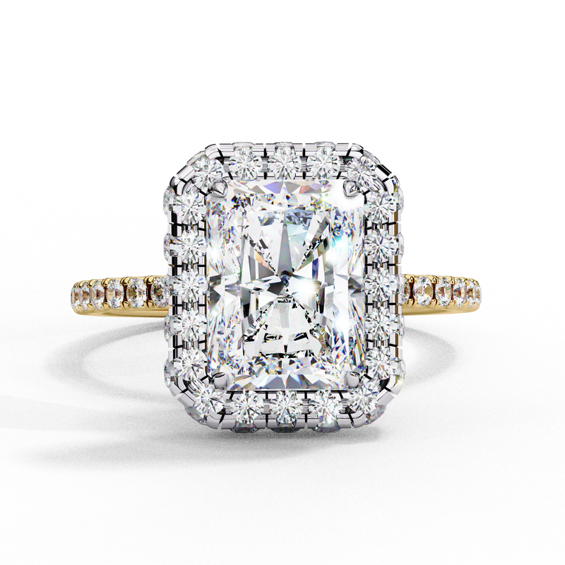 14k IGI certified radiant ring with E-F color VVS-VS clarity diamonds 11