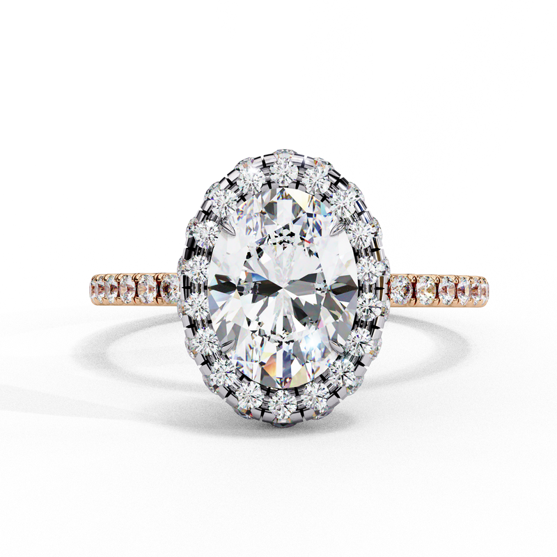 14k IGI certified oval ring with E-F color VVS-VS clarity diamonds 13