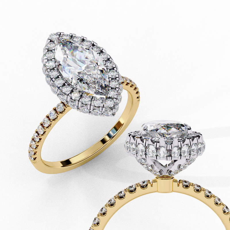 14k IGI certified round ring with E-F color VVS-VS clarity diamonds 14