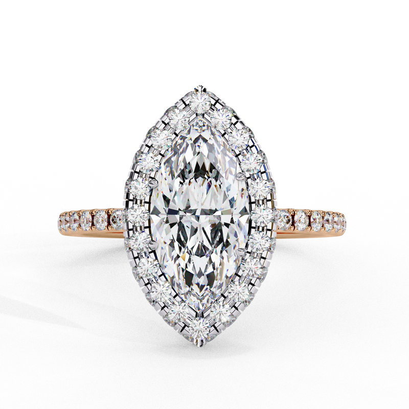 14k IGI certified round ring with E-F color VVS-VS clarity diamonds 14