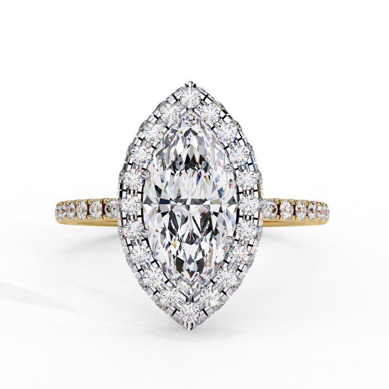 14k IGI certified round ring with E-F color VVS-VS clarity diamonds 14
