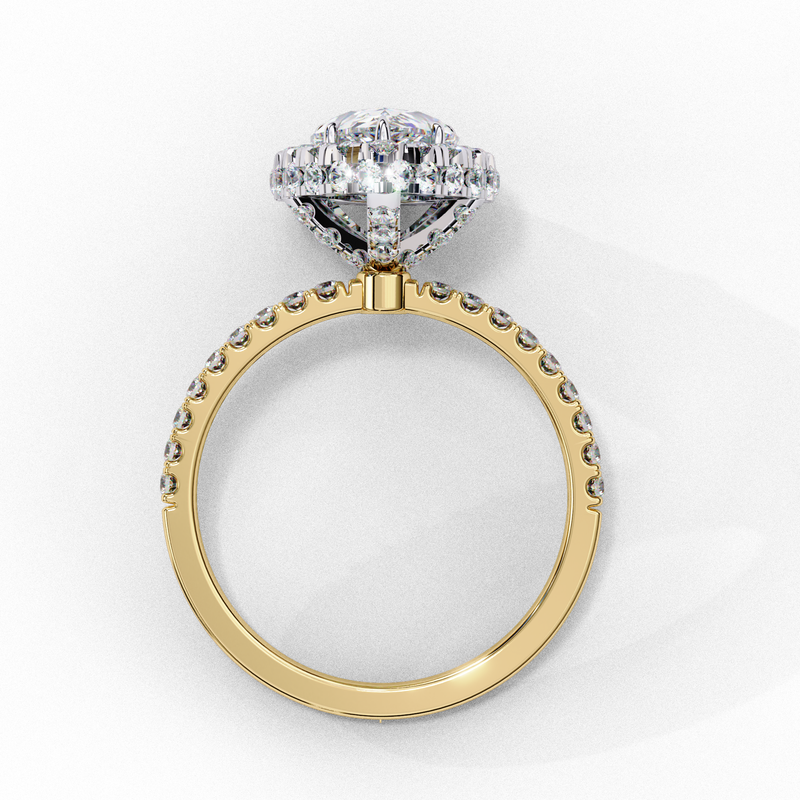 14k IGI certified pear ring with E-F color VVS-VS clarity diamonds 15