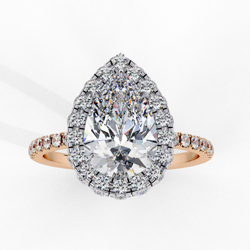 14k IGI certified pear ring with E-F color VVS-VS clarity diamonds 15